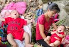 accidentally met a newborn baby in the wild forest, without a soul in sight